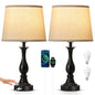 Bedside Table Lamp Touch Control Bedroom Lamps with USB A and C Charging Port 3 Way Dimmable Touch Lamps for Nightstand Living Room Bedroom Dorm Home Office Reading, Set of 2 - color: Black