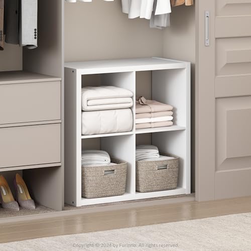 Furinno Cubic Extra Thick 4-Cube Closet Organizers and Storage, White | 14.6 x 30 x 30 in, Open Shelf Closet Storage, Closet Organizer, for Wardrobe, Bedroom, Living Room - color: White, size: 4-Cube