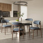 COLAMY Mid-Century Modern Wooden Dining Chair Set of 4, Indoor Upholstered Kitchen Chairs with 2.6" Cozy Padded Seat, Walnut Finish Side Dining Chair, [Blue] - color: Blue, size: 4 Chairs