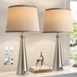 Seealle Modern Table Lamps Set of 2 - Touch Bedside Lamp for Nightstand with Dual USB C+A,3-Way Dimmable Silver Nightstand Lamps for Living Room Bedroom End Table with Grey Shade(Bulb Included) - color: B. Silver-Grey