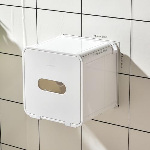 simpletome Toilet Paper Holder Wall Mount with Shelf Waterproof Adhesive or Drilling Install (White, ABS Plastic) - color: White, size: ABS Plastic