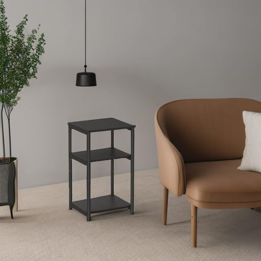 VASAGLE BARNET Collection - Side Table, Small End Table for Living Room, Modern Tall Nightstand, Bedroom, Office, Bathroom, Steel Frame, Ink Black ULET273B16 - color: Ink Black