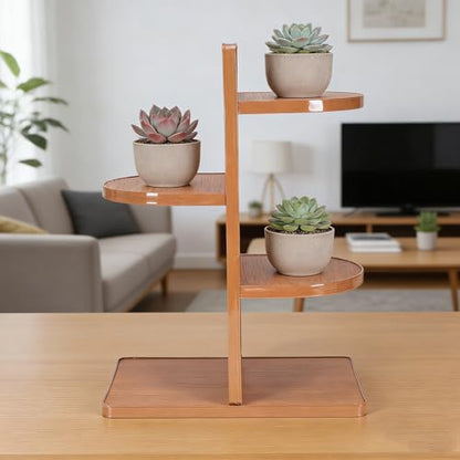 Bamboo Tabletop Plant Stand,3 Tier Indoor Succulent Plant Shelf for Windowsill & Desk, Corner Desktop Plant Holder,Sill Flower Countertop Display Organizer for Home Office Decor-16.3" Tall