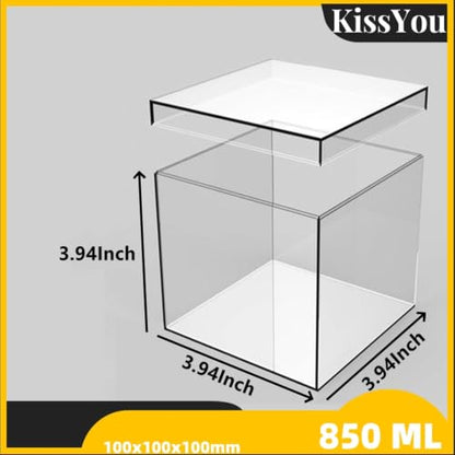 KissYou Acrylic Box Clear Display Case Plastic Square Cube Storage Contanier with Lid Wedding Party, Treats, Candies & Accessories - size: 3.94 x 3.94 x 3.94 Inch