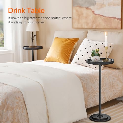 HOOBRO Small Round Side Tables, Set of 2, Drink Tables, Coffee Martini Tables with Pedestal Accent for Small Spaces in Living Room, Bedroom, Sofa Couch, Black BB168BZP201 - color: Black