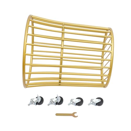 Wire Metal Rolling Laundry Basket on Wheels | Mesh Wire Laundry Basket Storage Cart for Bathroom Bedroom Dirty Clothes Storage,11.8in Base Diameter, 14.2(D)×15.7in(H) - size: C