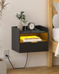 Veegle White Floating Nightstand with Charging Station and LED Lights (Black) - color: Black