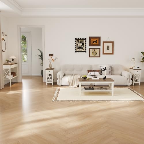ChooChoo Farmhouse End Table with Drawer | Narrow Side Table with Flip Top, Accent Small Side Table Nightstand for Living Room, Bedroom, and Small Spaces, Soft White - color: Soft White, size: 1 Pack, style: Without Power