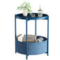 Garden 4 you Side Table with Fabric Storage Basket, Round Metal End Table, Small Bedside Table Nightstand with Removable Tray, for Nursery, Living Room, Bedroom, Bathroom, Blue - color: Blue