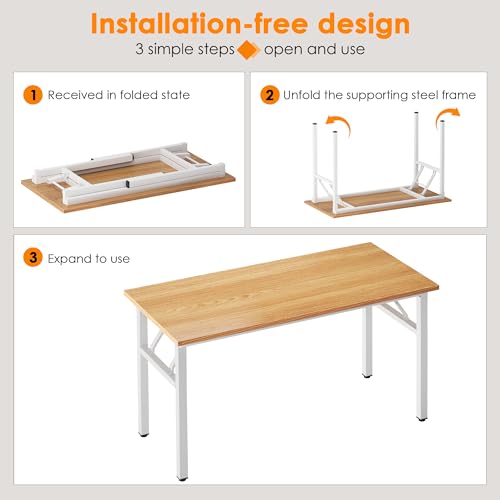 Need 47 inches Computer Desk Office Desk Folding Table with BIFMA Certification Computer Table Workstation,Teak White AC5BW-120 - color: Teak & White, size: 47 inches