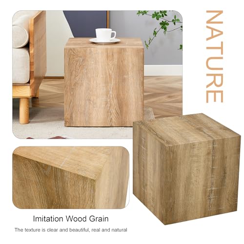 15.7" H Square Compact Coffee Table,Small Cube End Table,Modern Side Table with Stylish Wood Pattern,Minimalist Accent Table for Living Room,Office,Apartment,Nightstand(Wood,15.7") - color: Wood,15.7"h