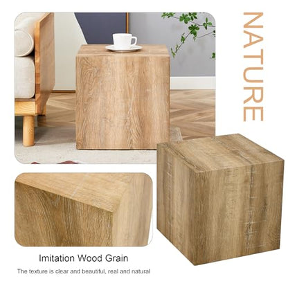 15.7" H Square Compact Coffee Table,Small Cube End Table,Modern Side Table with Stylish Wood Pattern,Minimalist Accent Table for Living Room,Office,Apartment,Nightstand(Wood,15.7") - color: Wood,15.7"h