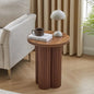 Round Fluted End Table, 17.7'' Mid Century Modern Side Table, Circle Bedside Tables Drink Table Wood Nightstand for Small Spaces, Living Room (Walnut-1PCS) - color: Walnut-1pcs