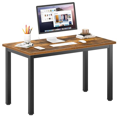 DlandHome 39 inches Small Computer Desk for Home Office, Retro | Gaming Study Writing Desk, Modern Simple Computer Table, Sturdy Metal Frame, Adjustable Feet, Compact Modern Design - color: Retro, size: 39 inch