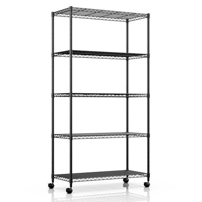 Simple Deluxe 5-Tier Heavy Duty Storage Shelving Unit, 1250 Lbs Loading Capacity, 29.92" W x 13.98" D x 61.02" H, Black - size: 5-Tier, 29.92"W x 13.98"D x 61.02"H, style: 1 Pack