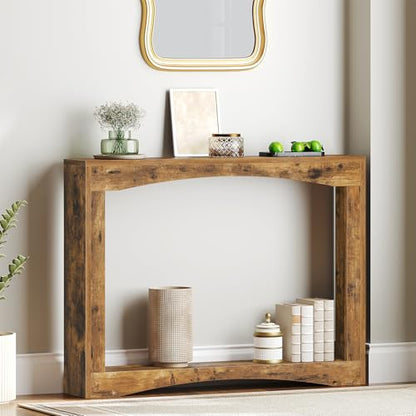 Narrow Console Table, 5.9'' Thin Entryway Table, Behind Couch Table for Small Spaces, Small Farmhouse Hallway Table, for Living Room, Hallway, Foyer, Rustic Brown CT19RR - color: Rustic Brown