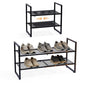 Expandable Shoe Rack, 2 Tier Adjustable Metal Shoe Shelf for Closet, Sturdy Free Standing Shoe Storage for Door Entrance, Bedroom, Small Spaces, Black - size: 2-Tier