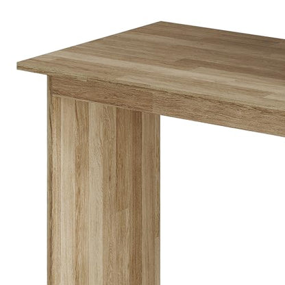 Elegance Writing Desk with Multi-Tier Open Shelves, Study Computer Desk for Home Office, Natural Oak - color: Natural Oak