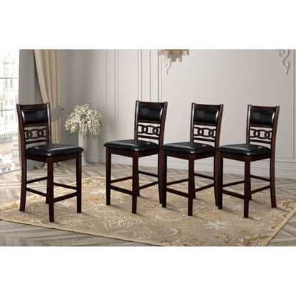 New Classic Furniture Gia Counter Dining Chair (Set of Four), Black PU Upholstered Seat & Back Rest, Ebony - color: Ebony, size: Set of 4, style: Counter Chair