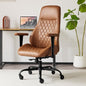 YFO Home Office Desk Chair High Back Office Rubber Casters Ergonomic Computer Chair with Lumbar Support Adjustable Height Rolling Swivel Chair Executive Task Armrests， Brown Leather - color: Brown, size: High Back