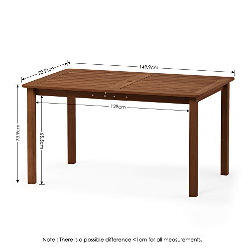 Furinno Tioman Outdoor Dining Table, Natural 35.5"D x 59.0"W x 29.0"H - color: Natural, size: 35.5"D x 59.0"W x 29.0"H