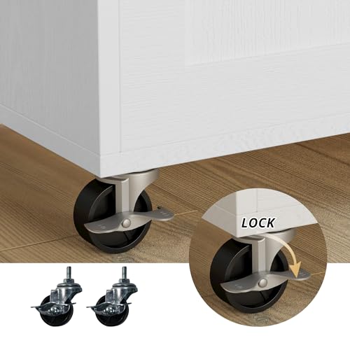IRONCK Kitchen Island with Wheels and Drawers for Kitchen and Dining Room | Open Shelves, Storage, Daily home use - color: White