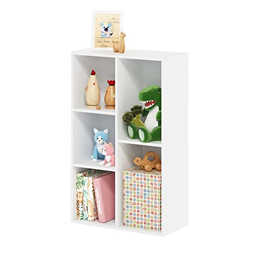 Furinno LUDER Book Shelf, 5-Cube Bookshelf, Easy Assembly Bookcase with Open Shelves, 9.4 x 19.7 x 31.5, for Living Room, Bedroom, Home Office, Plain White - color: Plain White, size: 5-Cube, 9.4 x 19.7 x 31.5