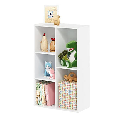 Furinno LUDER Book Shelf, 5-Cube Bookshelf, Easy Assembly Bookcase with Open Shelves, 9.4 x 19.7 x 31.5, for Living Room, Bedroom, Home Office, Plain White - color: Plain White, size: 5-Cube, 9.4 x 19.7 x 31.5