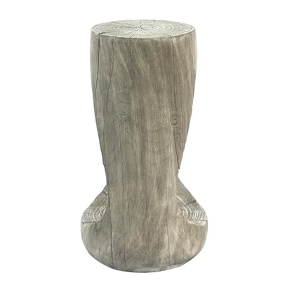 Hollow Tree Stump Accent Side Table, MgO Faux Wood Concrete End Table No Assembly Wabi Sabi Plant Stand Stool Indoor Covered Outdoor Gray - color: 1pcs-shape-a-gray