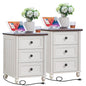 RWYHG 18" Nightstands Set of 2 with Charging Station & 3 Drawers | Farmhouse Modern Night Stand, Bedside Table with Metal Handle, White Bed Side End Tables for Bedroom Living Room - color: Elegant White, size: 18"D x 18"W x 24"H (3 Drawers)