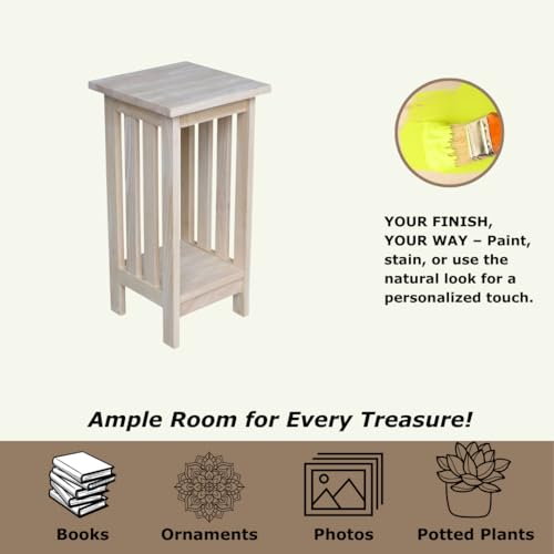 IC International Concepts Mission Plant Stand, 24-Inch High, Solid Parawood, Unfinished - size: 24 Inch