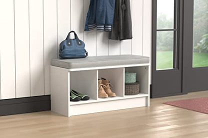 ClosetMaid 1631 Cubeicals 3-Cube Storage Bench, White with Gray Cushion - color: White With Gray Cushion