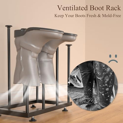 Boot Storage Organizer, Metal Free Standing Boot Rack for Closet | Sturdy Shoe Shelf, Narrow Space-Saving Design, Quick Setup, Boot Holder for Entryway, Garage, Bedroom, Outdoor, Fits 8 Pairs - size: Standard Height (8 Pairs)
