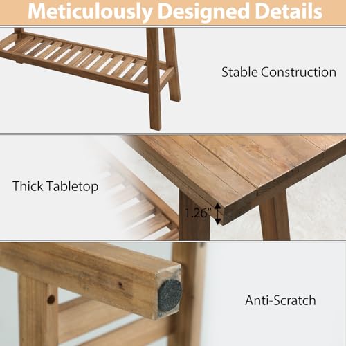HOKYHOKY Reclaimed Solid Wood Console Table, 43.3" Farmhouse Entryway Table, Narrow Couch Tables Behind Sofa, 2 Tiers Accent Tables for Hallway, Entrance, Foyer, Living Room - size: 43.3"