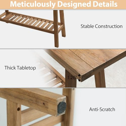 HOKYHOKY Reclaimed Solid Wood Console Table, 59" Long Farmhouse Entryway Tables, Rectangular Couch Table Behind Sofa, 2 Tiers Accent Tables for Hallway, Entrance, Foyer, Living Room - size: 59"