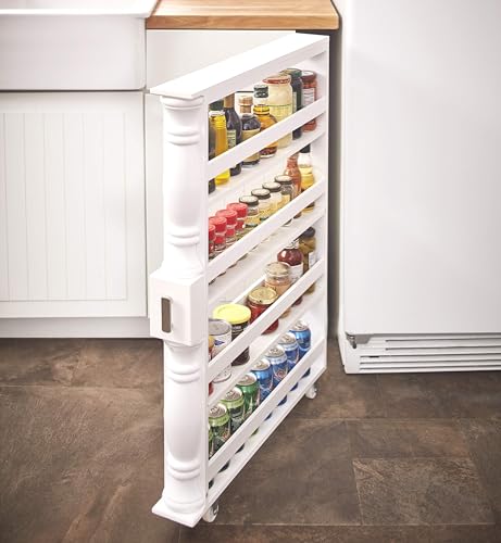 Slim Rolling Can and Spice Racks - White - color: White