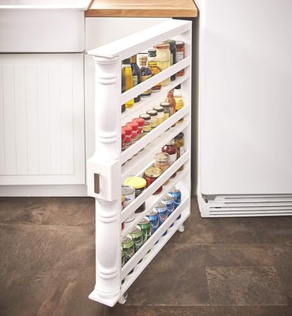 Slim Rolling Can and Spice Racks - White - color: White