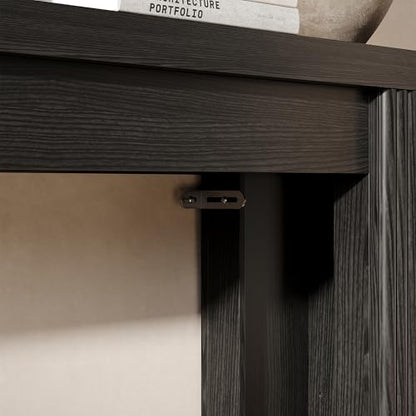 Maupvit Fluted Wooden Console Table with 2 Storage, 71 Inches Rectangular Entryway Table Behind The Couch, Farmhouse Boho Sofa Table for Entrance, Hallway, Living Room (Black) - color: Black
