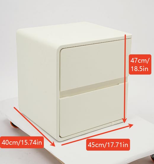 Minimalist Bedside Table with 2 Drawers, 17.71x15.74x18.5in Bedside Furniture, Nightstand No Assembly Needed Nightstand with Large Storage for Bedroom/Living Room, Beige (Left)