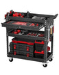 VEVOR 4-Tier Tool Cart with Wheels, 350 lbs Load Capacity, Rolling Work Cart with Drawer & Pegboard, Mechanic Tool Storage Organizer with Locking System for Garage, Warehouse and Repair Shop, Black - style: 4-Tier-350 lbs with 1 Drawer