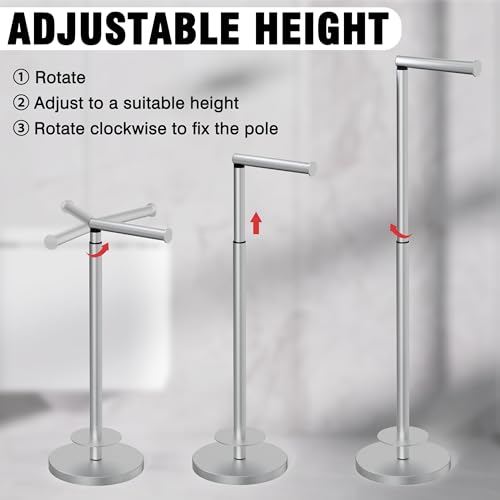 Toilet Paper Holder Stand 1 pc, Height Adjustable, Reserve Tissue for 6 Spare Rolls, Bathroom Storage, Rustproof with SUS304 Stainless Steel (Brushed Nickel) - color: Nickel Brushed