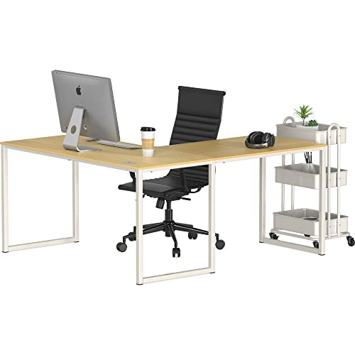 SHW Mission 55 x 60 Inches L-Shape Home Office Computer Desk, Oak - color: Oak, size: 55-Inch L-Shaped