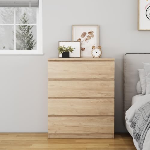 Nightstand with Drawers, Bedside Table with Drawers, Sofa Side Table Storage Cabinet, Night Stand for Bedroom Living Room (1, 4 Drawers Nature, 31.5" W×15.7" D×38.1" H) - color: 4 Drawers Nature, 31.5"w