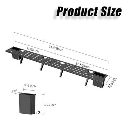 QIUNI 2 Pieces Steel Floating TV Top Shelves with Storage Boxes, 17.7 Inch No Drilling Screen Stand for Apple TV, Soundbar, Router, Switch, DVD, Remote Control - color: Two Black
