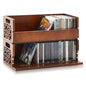 CroBlissful 2 Set Wooden Cd Holder, Stackable Cd Storage Rack with Handles, Magnetic Front-opening Design, Compact Media Organizer for Home Office & Living Room, Each Set Holds up to 36 Cases (Brown)