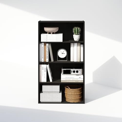 Furinno Simple Book Shelf, 4-Tier Bookshelf, Bookcase with Open Shelf, 9.4 x 23.6 x 41.7, for Living Room, Bedroom, Home Office, Espresso - color: Espresso, size: 4-Tier, Standard