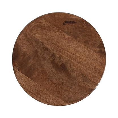 Kate and Laurel Solbrett Transitional Sophisticated Drink Table; 10 x 10 x 22; Walnut Brown; Mid-Century Sculptural Bedroom Nightstand with Unique Pedestal Table Design for Use as Indoor Plant Stand - color: Walnut Brown