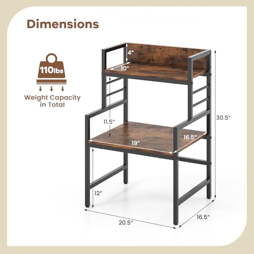 GOFLAME Microwave Stand Countertop, 3-Tier Microwave Oven Rack with Storage, Heavy-Duty Metal Frame, Multifunctional Tabletop Organizer Shelf for Kitchen, Home Office, 110lbs Capacity, Industrial