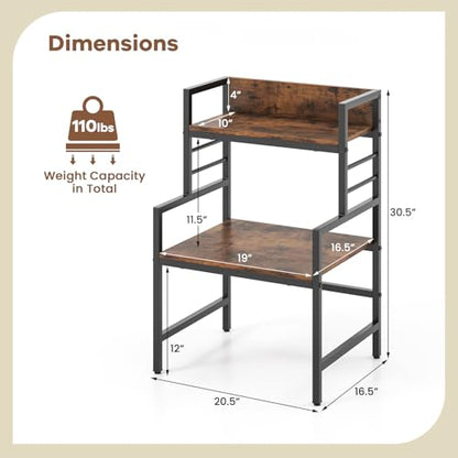 GOFLAME Microwave Stand Countertop, 3-Tier Microwave Oven Rack with Storage, Heavy-Duty Metal Frame, Multifunctional Tabletop Organizer Shelf for Kitchen, Home Office, 110lbs Capacity, Industrial
