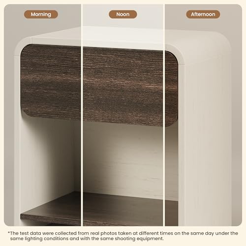 Modern Nightstands Set of 2,Bedside Table with Open Shelf,Night Stand with Drawer Storage,Wooden End Table for Bedroom, Side Table White and Walnut - color: 2pcs_white&walnut